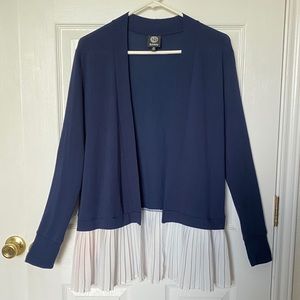 Bobeau navy pleated hem cardigan